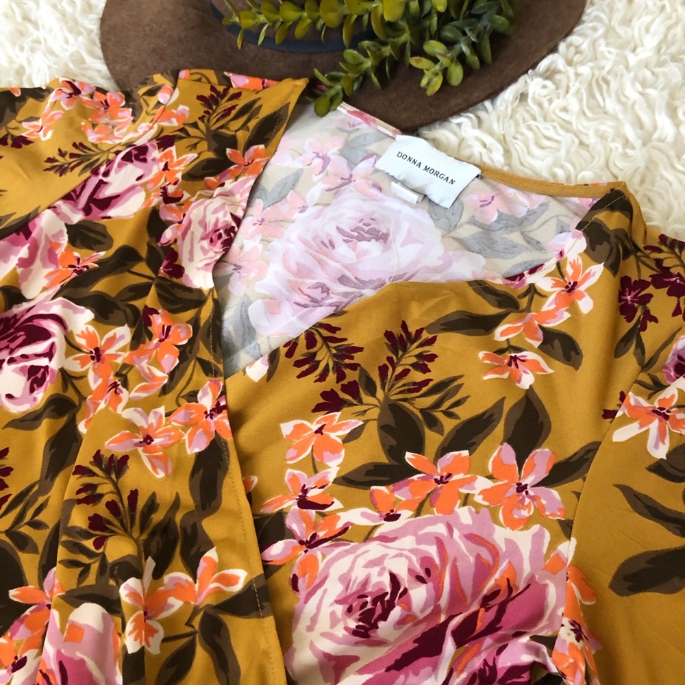Donna Morgan Flutter Sleeve Faux Wrap Dress - Picture 5 of 5